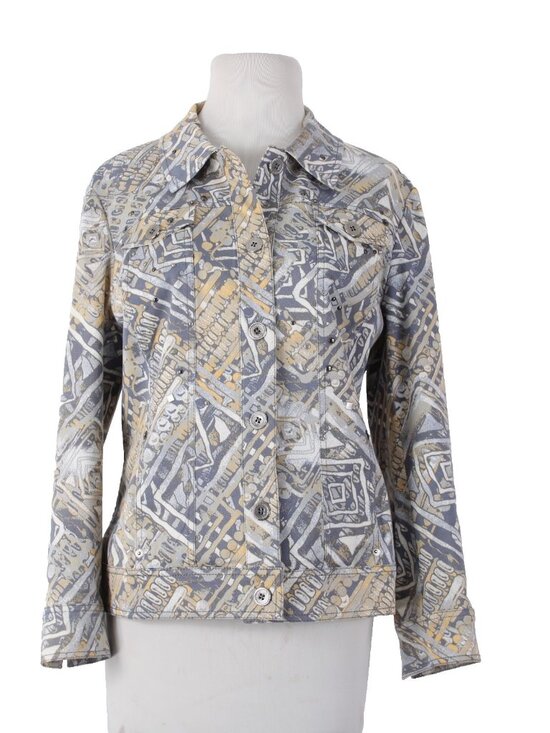 St John Jackets & Blazers - St John Sport Jacket Sz M Blue Yellow Multi Colored Cotton Spandex Jacket